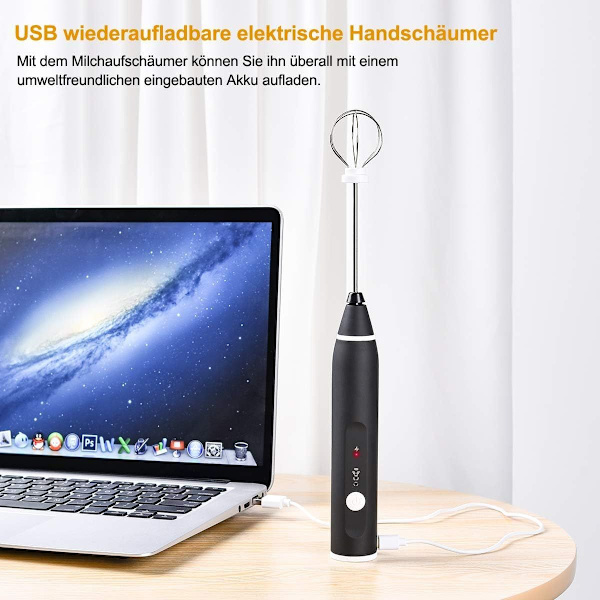 Elektrisk melkeskummer med dobbel visp, USB-oppladbar KLB