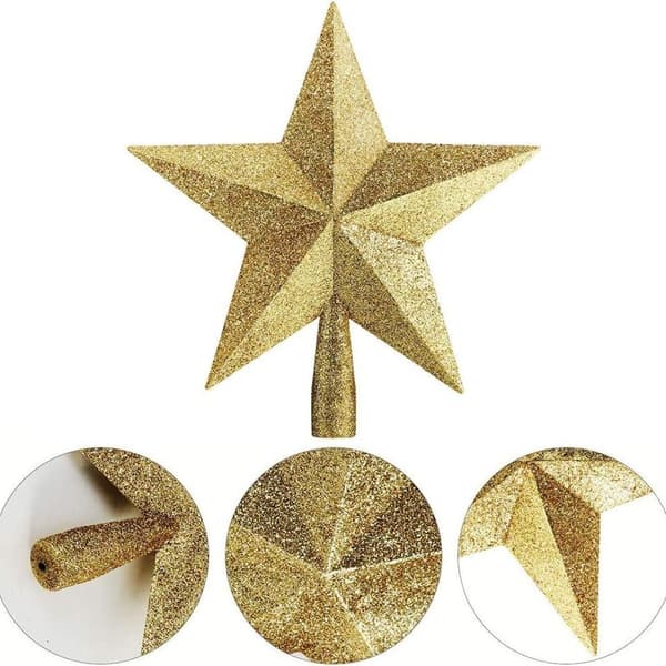 Juletrær Topper Stjerne, Glitter, Gull KLB