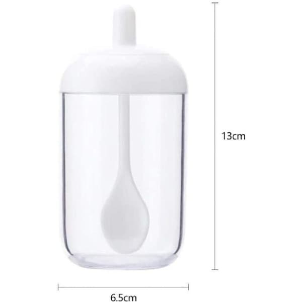2-pack kryddburkar, vit transparent kryddställ, kryddburk med KLB