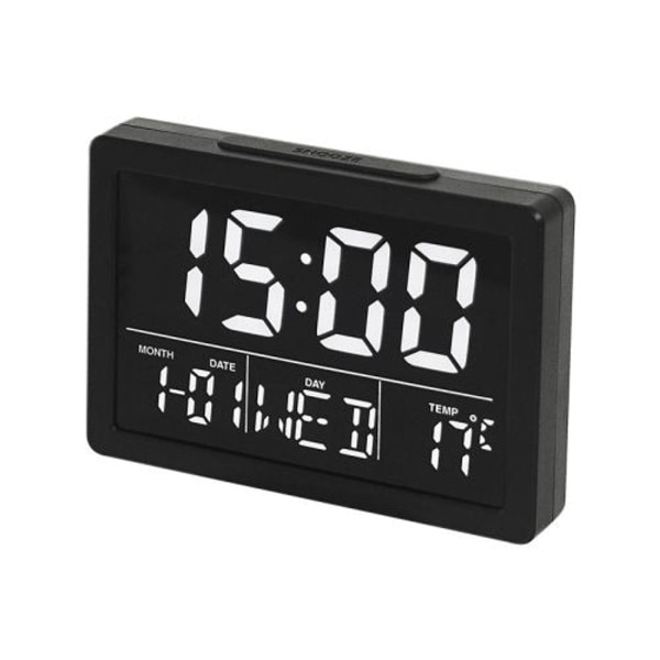 LED-klokke med stor skjerm på sengen multifunksjonell elektronisk vekkerklokke (svart)