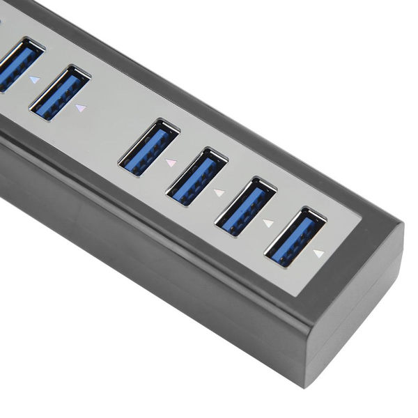 DC5V 10 Port USB Hub USB3.0 Splitter Adapter Sort til KLB