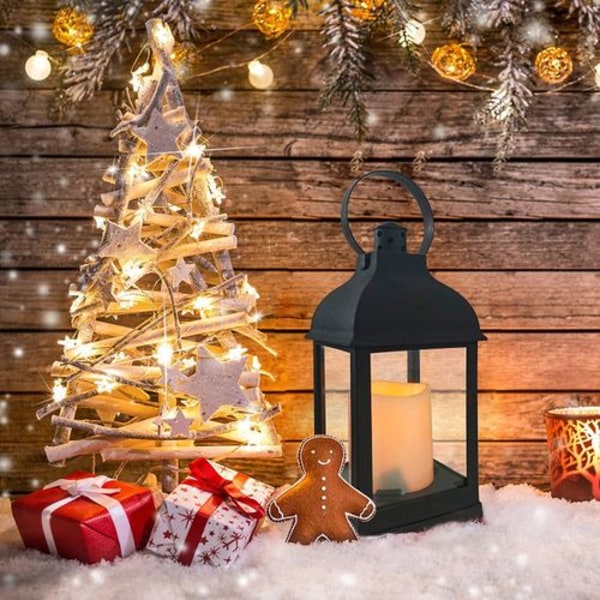 Retro lykta med LED-ljus, retrodesign och flammeffekt, inomhus IP20,