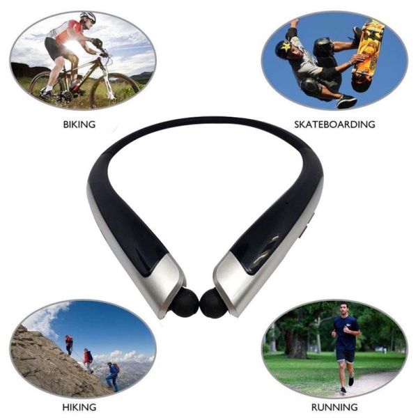 Bluetooth-hodetelefoner, trådløst nakkebånd, sportshodesett med svart