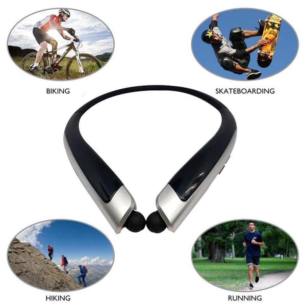 Bluetooth-hovedtelefoner, trådløst nakkebånd sportsheadset med sort