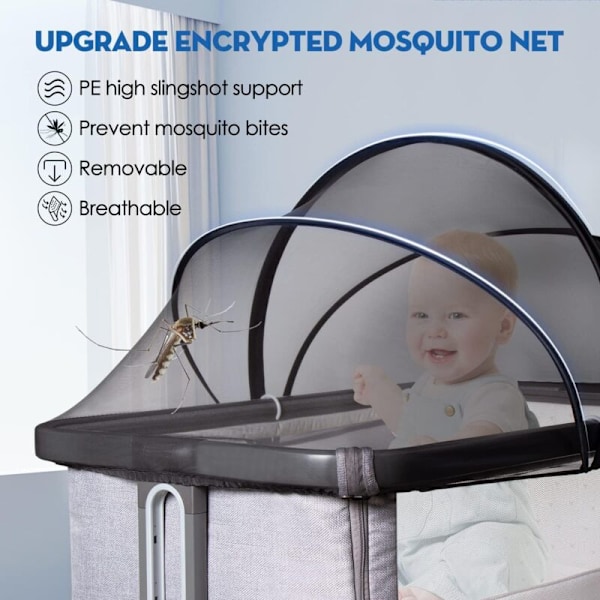 Myggnett for barneseng/vugger/reiseseng/ekstraseng/parasollseng for baby, fint mesh-stoff, enkelt å installere, (hvit, 96 x 55 cm) KLB