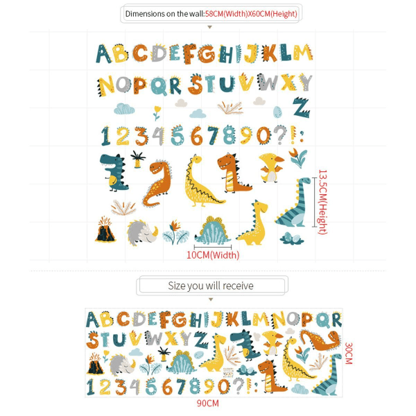 ABC Stickers, Alphabet Stickers - Animal Dinosaur Alphabet Wall Stickers - Class KLB
