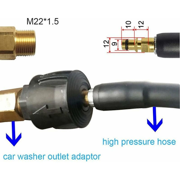 Højtryksrenser Hurtigkobling Slangefitting Union A M22 14MM Slange Adapter Connector Til Karcher Vaskemaskine KLB