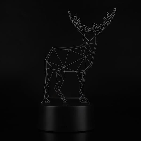 3D Elg Mønster Nattlys Akryl Panel Lampe Base + USB KLB