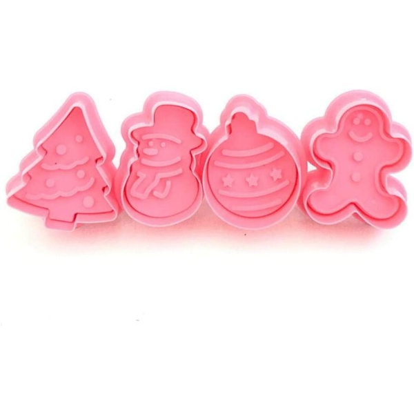 4 stk. Kakedekorasjonsbakende kakeform 3D Snømann Biscuit Baking Pepperkakeform Hjemmelaget julekaker