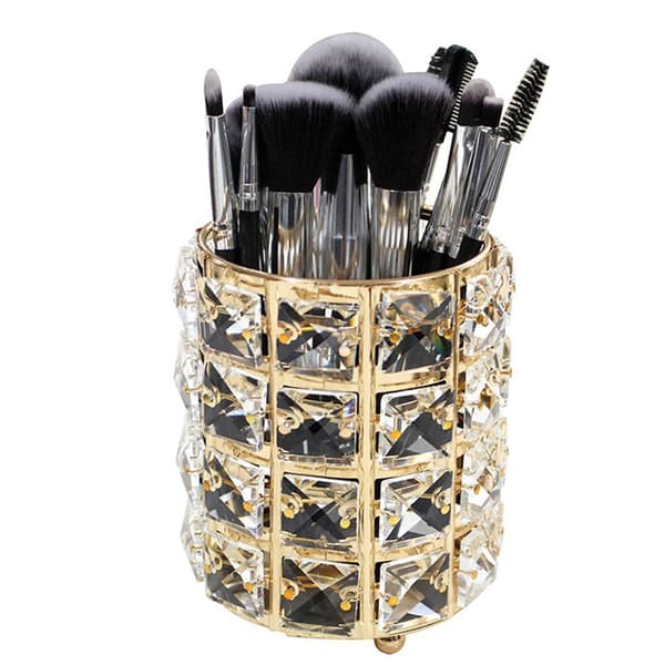 Akryl Makeupborsthållare Organizer Klar Penna Guld