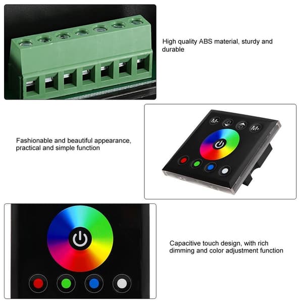 Vægmonteret farverig RGBW LED touch panel controller KLB