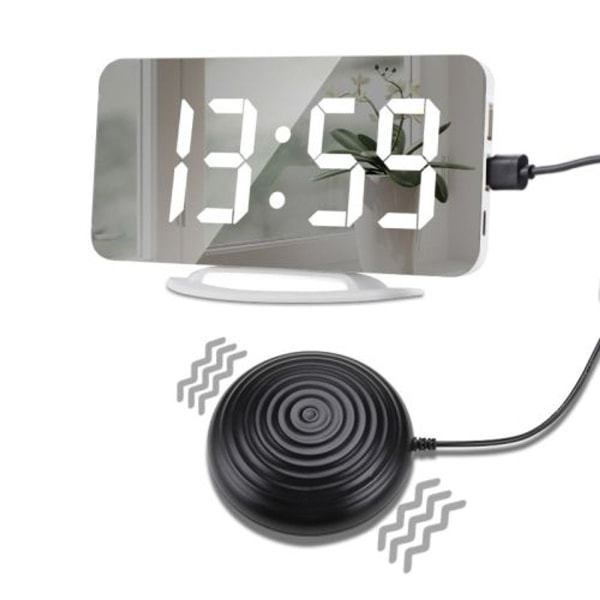 TS-8202 Multifunktionell LED Vibrerande Spegel USB Väckarklocka