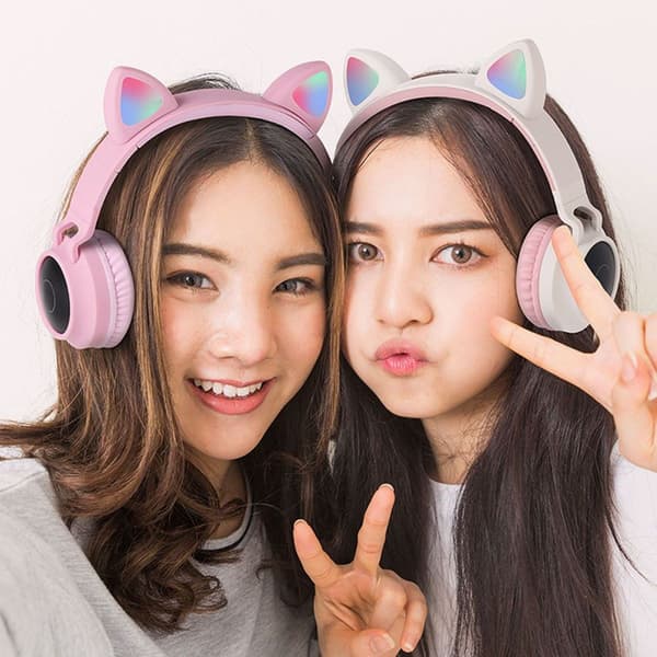 Hodetelefoner for barn, Bluetooth 5.0 trådløs rosa