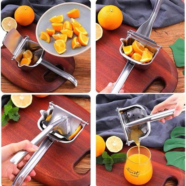 Citronpresser i rustfrit stål, citruspresser, håndpresser, tung