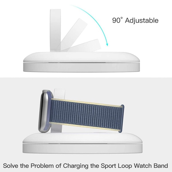 Apple Watch Ladestasjon Pop-up Kabelhåndtering Stativ Hvit