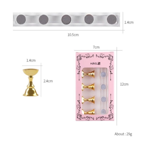 2 stk. Negle Checkerboard Holder Akryl Base Øvelsesstand (Gylden)