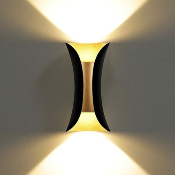 10W Kreativ Moderne LED Væglampe Vandtæt IP65 Væglampe Aluminium LED Væg Vasker Indendørs Udendørs, 3000K, Sort + Guld