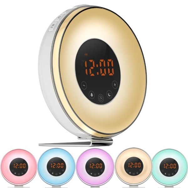 Simulerad soluppgång och solnedgång Sleep Light Alarm Clock med FM-radio (US