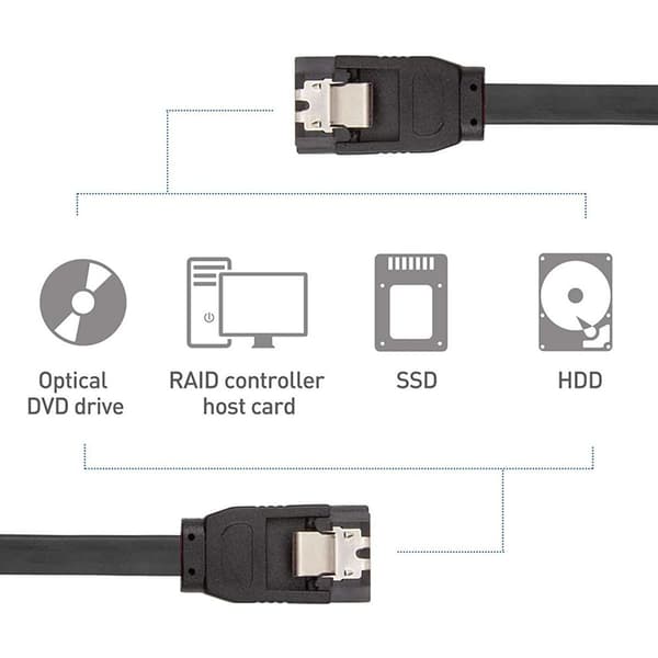 SATA III-kabel, 1 st, 6 Gbps, rak, HDD-svart KLB