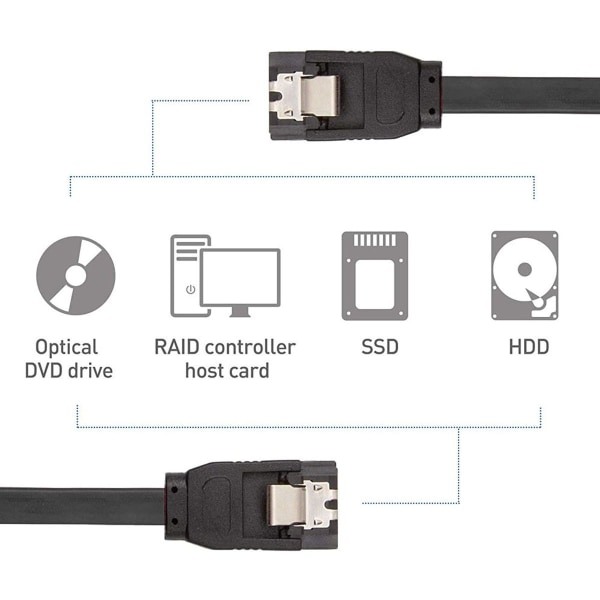 SATA III-kabel, 1 stk., 6 Gbps, rett, HDD-svart KLB