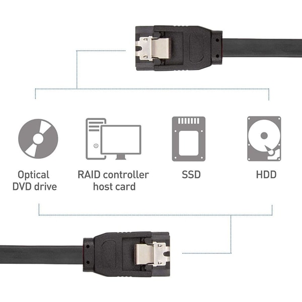 SATA III kabel, 1 stk, 6Gbps, lige, HDD-Sort KLB