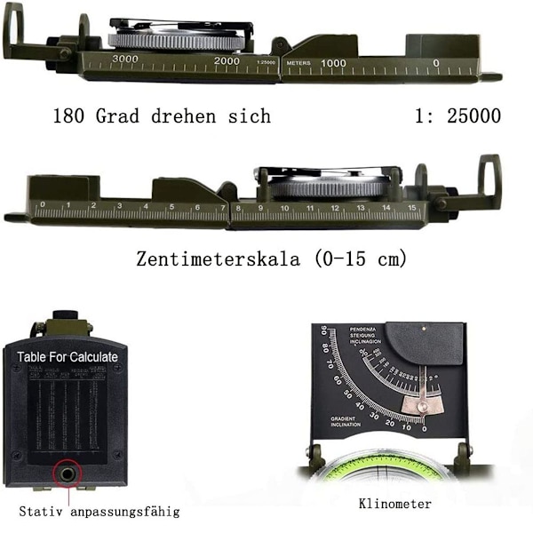 Militär marschkompass Professionell fickkompass med klinometer KLB
