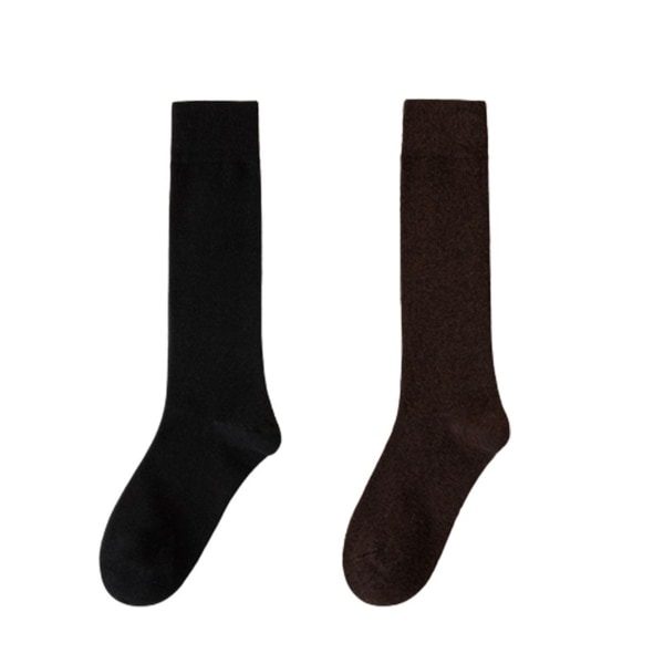 Kunstskøjtestrømper, lyse knæhøje sokker (kalvesokker) Sort + Kaffe KLB