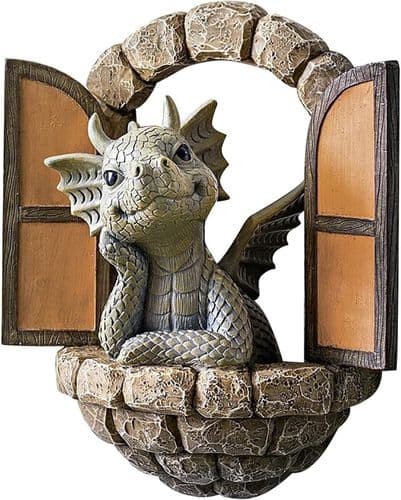 Solar dekorativ drage statue, dragefigurer dekorasjon, drageskulptur hage,