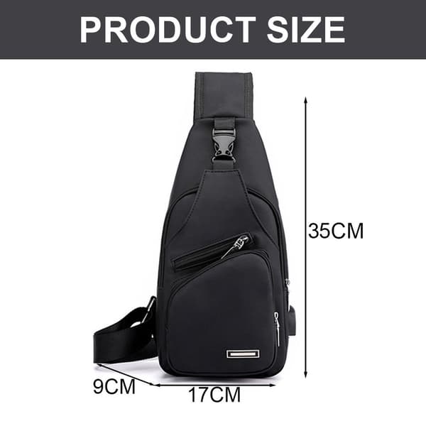 Vandtæt one-shoulder messenger sling rygsæk til vandreture i sort