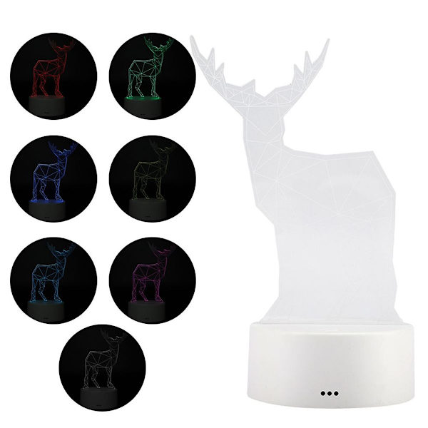 3D Elgmønster Natlys Akryl Panel Lampe Base + USB KLB