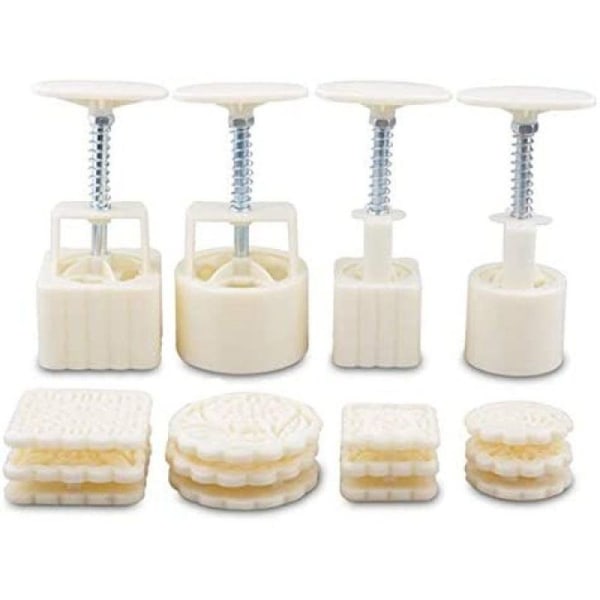 Månekakeform DIY Baking 4 sett 12 stykker runde og firkantede former