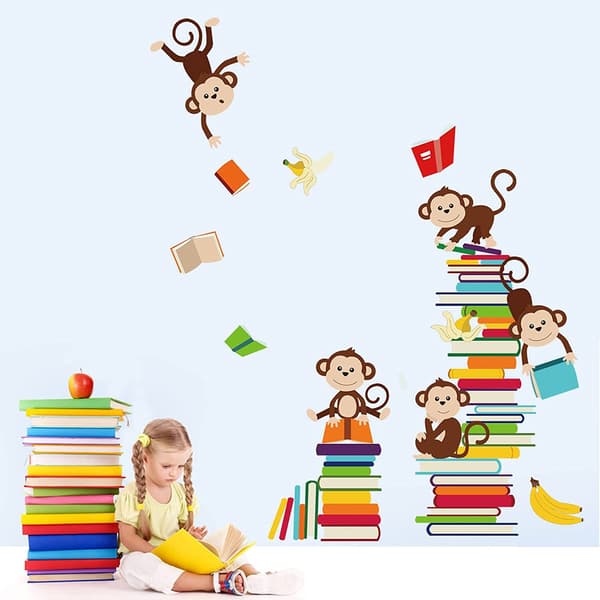 Monkey Wall Decals Wall Sticker Børn Dyr Wall Decor Børneværelse Børnehave -