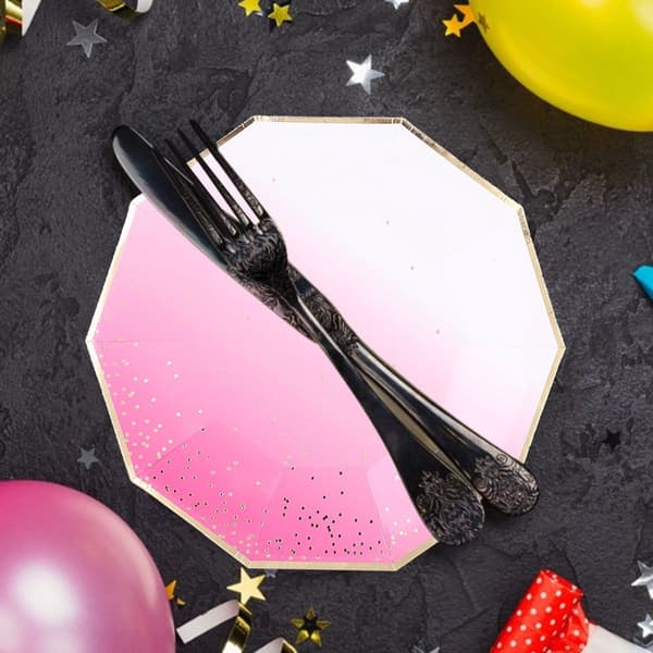 Pink engangspapir service, paptallerkener, kopper KLB