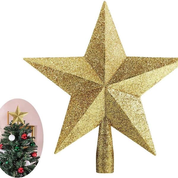 Juletrær Topper Stjerne, Glitter, Gull KLB