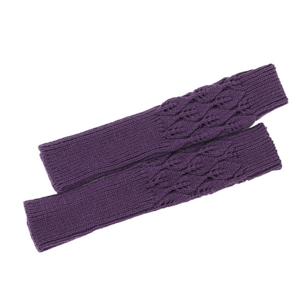 Dam handskar stickade jacquard blad cykling varma öppna fingrar halv fingrar typi lila KLB