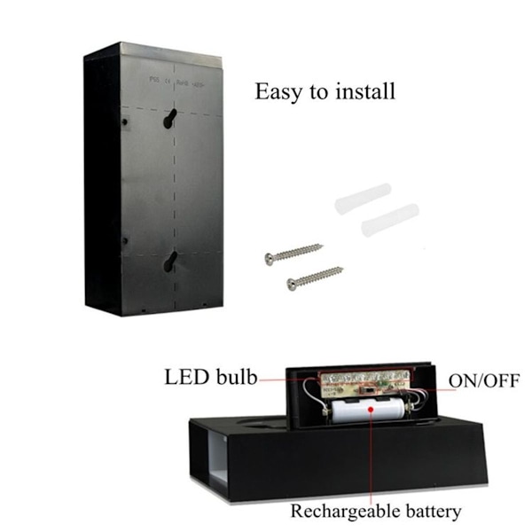 YWXLight 0,36W solcellsdriven väggmonterad 6 LED-belysning husnummerlampa med solpanel