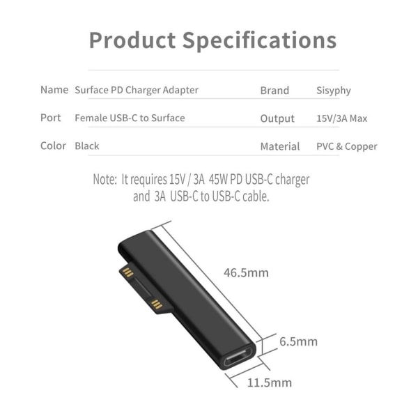 Surface Go2 til Type-C-adapter