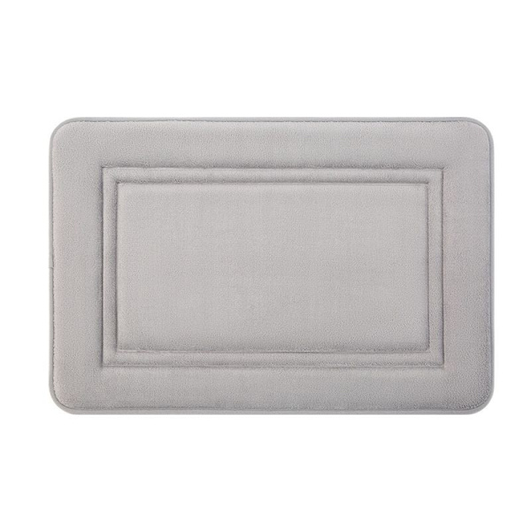 Memory Foam Bademåtte, Super Komfortabel Fløjls Badeværelse Tæppe, Absorberende, Skridsikker, Maskinvaskbar, 16x24 Tommer Kul Grå