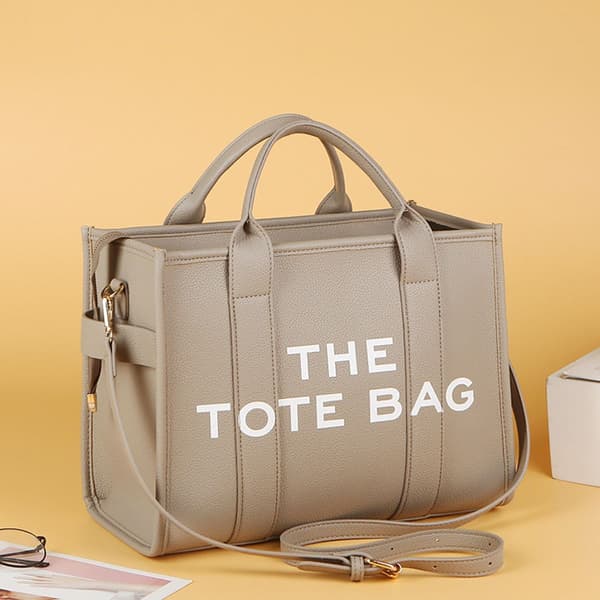KLB Tote Bag til kvinder, PU læder Tote Bag, grå