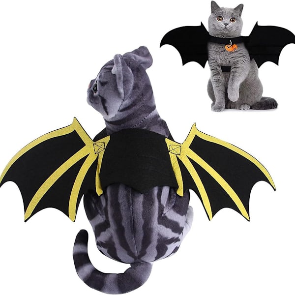 Halloween Katt Hund Kostym Set, Husdjur Fladdermus Kostym, Vingar KLB