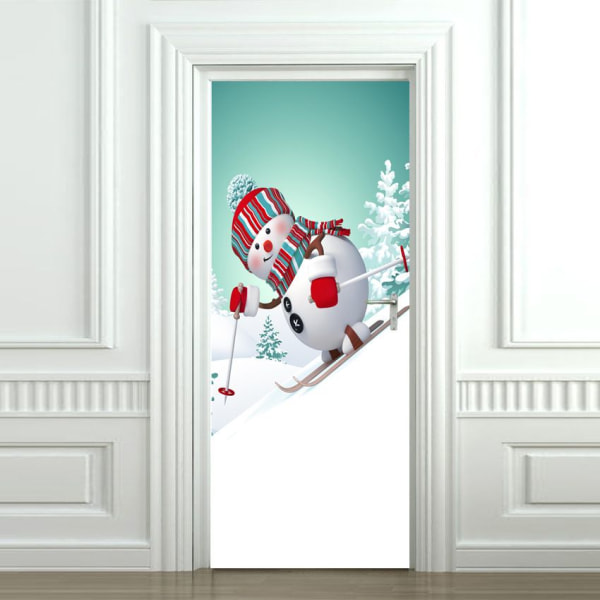 77x200 cm Dørklistremerke H Selvklebende dørplakat 3D-nisse som gir barn julegaver Vinyldørplakat Veggklistremerke Tapet Kunst Dekor