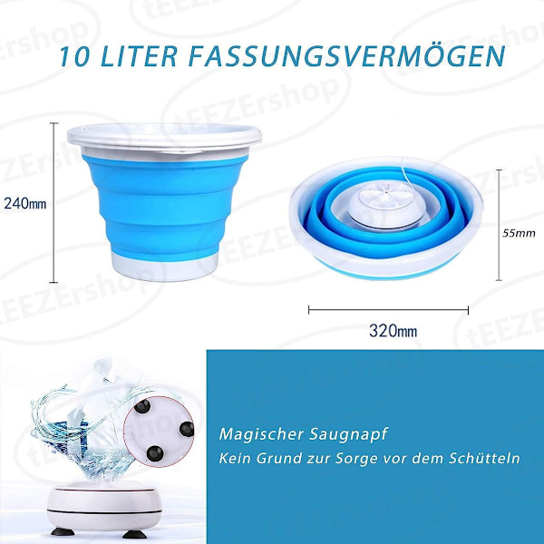 Kylpyhuoneen tarvikkeet tEEZErshop Mini-pesukone, retkeilypesukone, taitettava pesukone KLB
