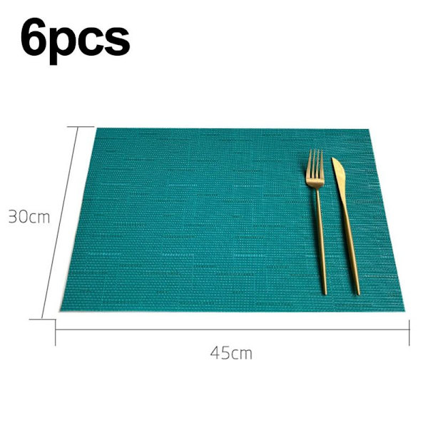 Rektangulära placemats för köksbord och matsal. Ljusblå