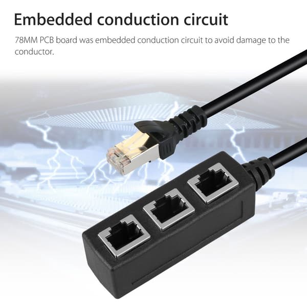 RJ45 LAN Ethernet 1 til 3 Port Splitter Kabel Netværk Cat5 Cat6 Adapter Stik