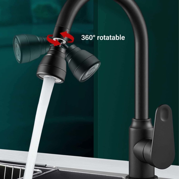 3 Spray Modes Køkkenhane Dyse-360 Graders Køkkenvask Spray Hoved, Køkken Aerator, Vandsparende Hane Adapter, til Håndvask, FM22/M24 (Sort)