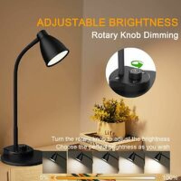 LED-skrivebordslampe med USB-ladeport, 3 fargemoduser, leselys, fullt dimbar, smart sensor, automatisk dimming, arbeidslys