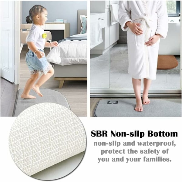 Badematte 48 x 78 cm Superabsorberende Memory Foam Baderomsmatte Maskinvaskbar Badematte for Kjøkken Baderom Inngangsparti KLB