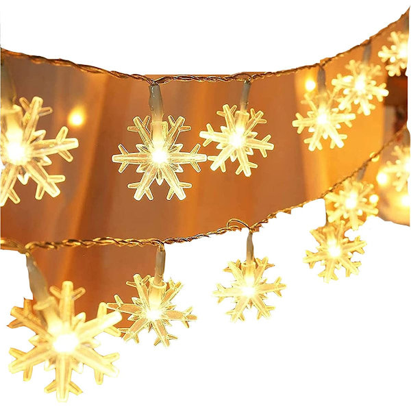 Snöflinga ljusslinga 10m 80 LED jul batteridrivna ljusslinga inomhus KLB