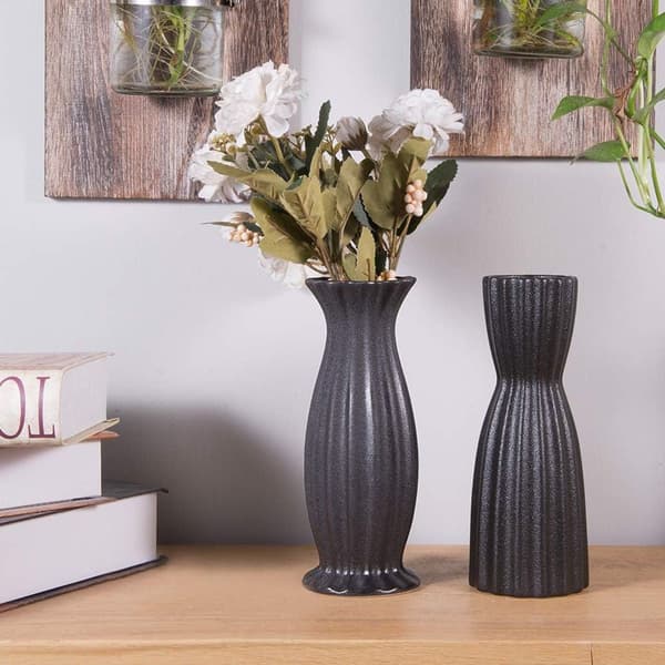 Blomvas Set 2 st Svarta Blomvaser för Dekoration 8\"