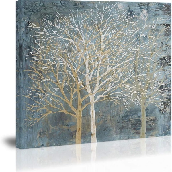Træ Væg Art Decor Blå Hvid Moderne Abstrakt Lærred Maleri Udskrifter Billeder KLB